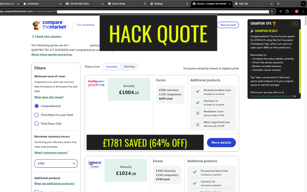 Secret Car Insurance Hacks | Chrome Extension